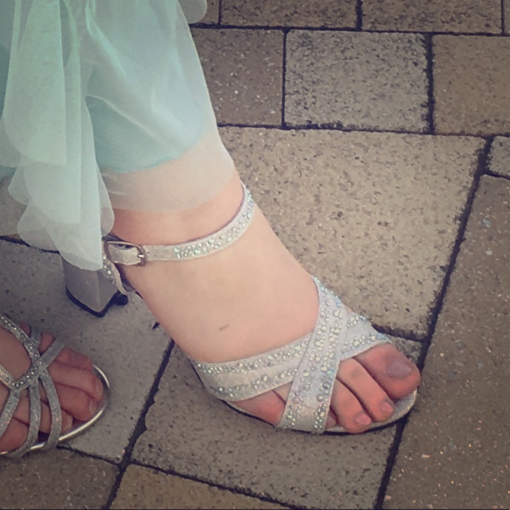 Silver Block Heels